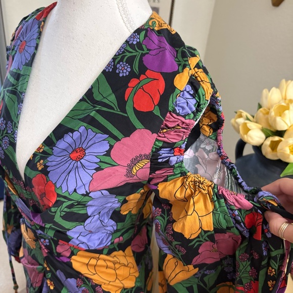 FARM‎ RIO Bucolic Garden Sleeve Cut Out Dress Floral Maxi Size XS - Picture 8 of 16